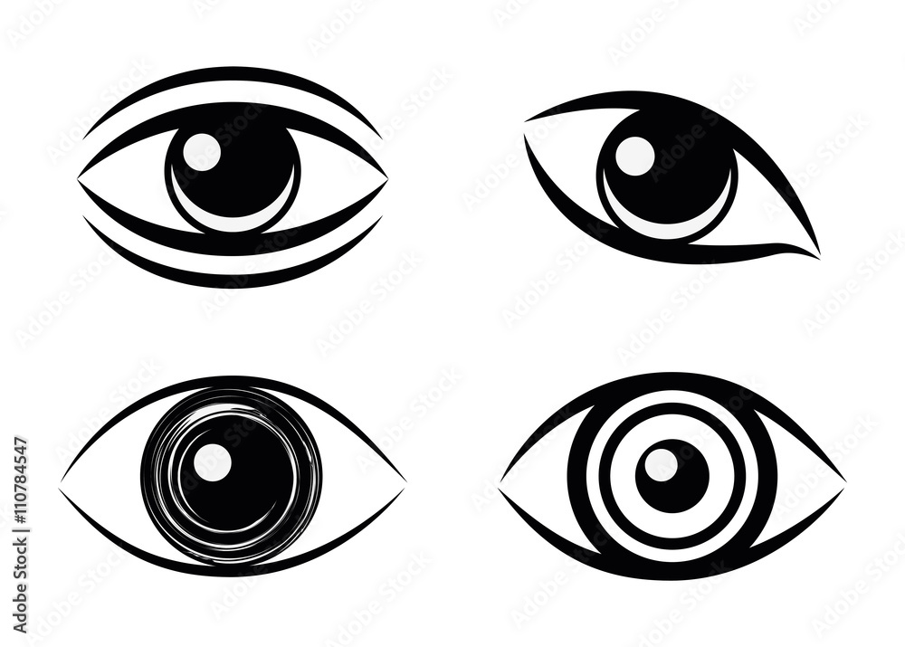 Eye design. Cartoon icon. White background, vector silhouette style Eye design. Cartoon icon. White background, vector silhouette style