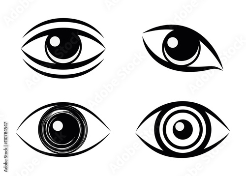 Eye design. Cartoon icon. White background, vector silhouette style