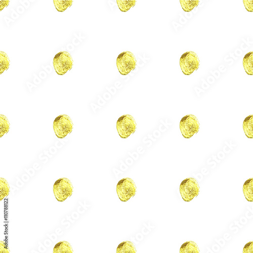 Seamless pattern with gold painted dots.