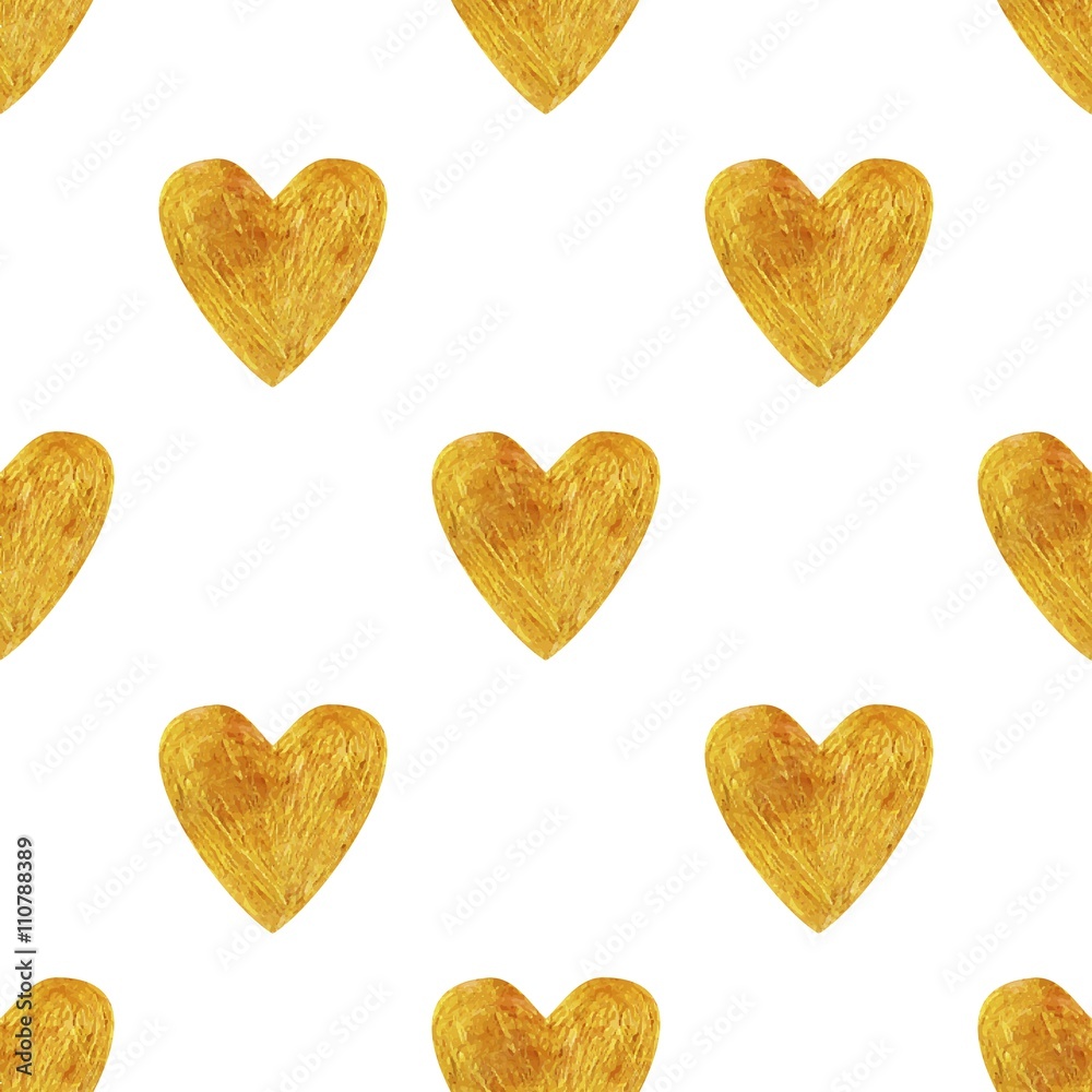 Seamless pattern with gold painted heart.