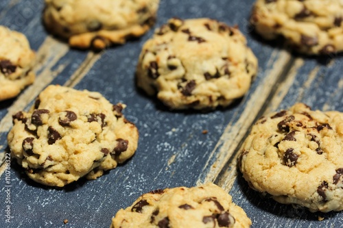 Homemade Chocolate chip cookies, selective focus