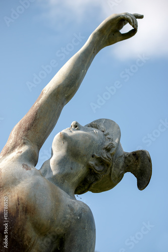 Close-up of the statue of Hermes in Port Lympne Mansion Gardens photo