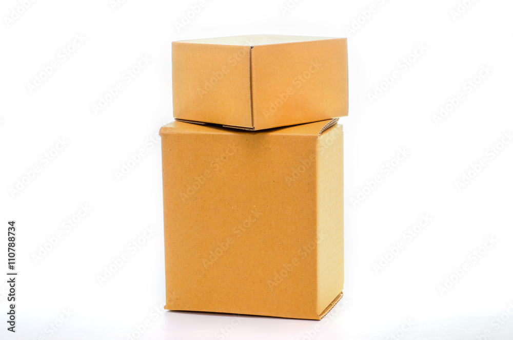 Two cardboard boxes on a white background