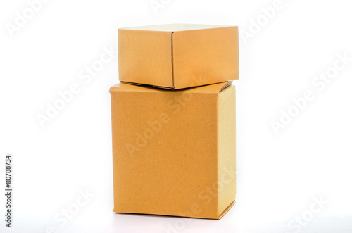 Obraz na płótnie Two cardboard boxes on a white background w salonie