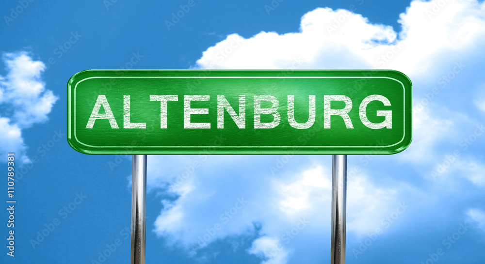 Obraz premium Altenburg vintage green road sign with highlights