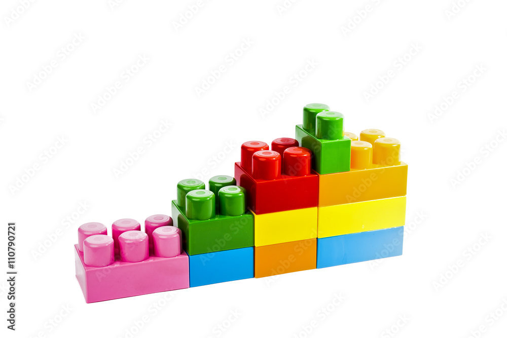 Colorful stacked toy plastic building blocks Colorful stacked toy plastic building blocks