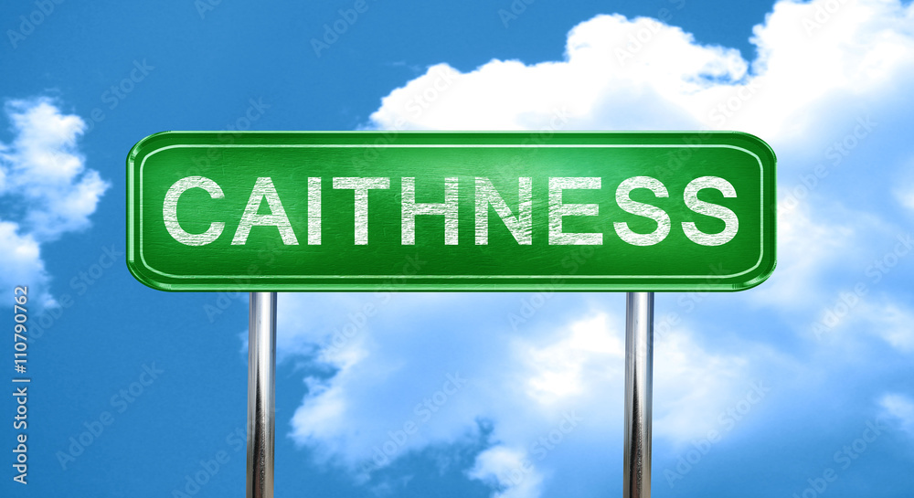 Obraz premium Caithness vintage green road sign with highlights