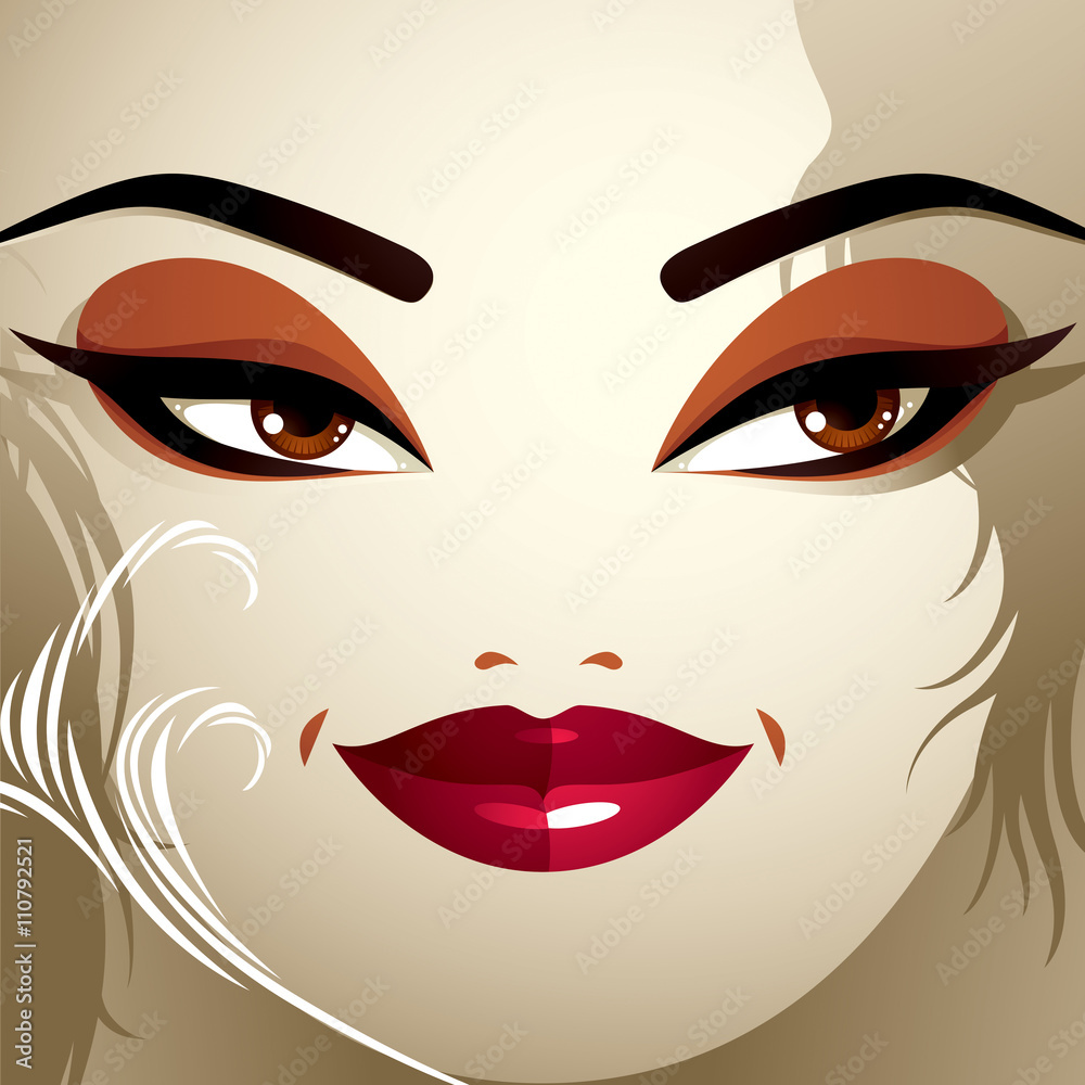 Facial emotions of a young pretty woman with modern makeup. Facial emotions of a young pretty woman with modern makeup.
