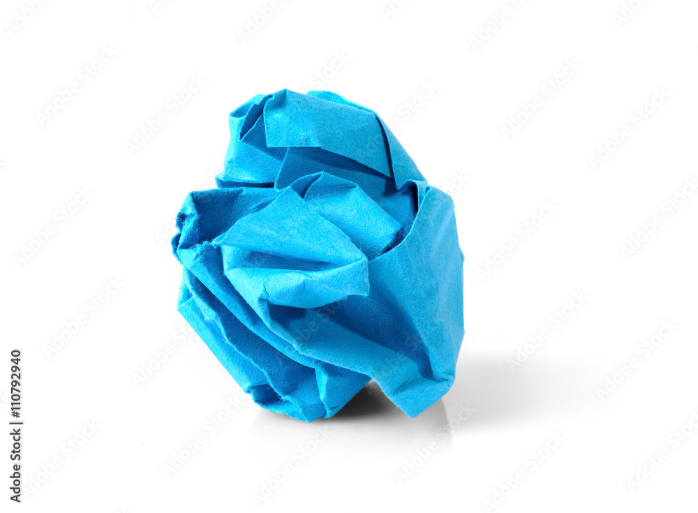 Fototapeta premium Blue Paper Ball Isolated on White Background.