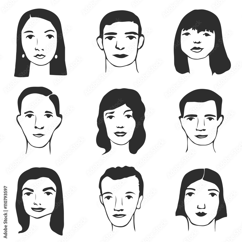 Cartoon faces illustration. Collection of human faces. Hand drawn doodle illustration made in vector. Cartoon faces illustration. Collection of human faces. Hand drawn doodle illustration made in vector.