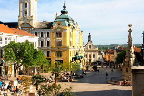 City Hall Square of Pecs in Hungary. Pecs - city in Baranya coun