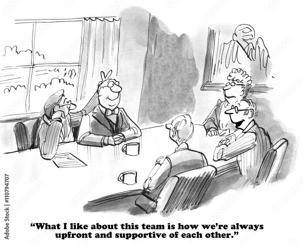 Obraz Business cartoon about a somewhat supportive team.