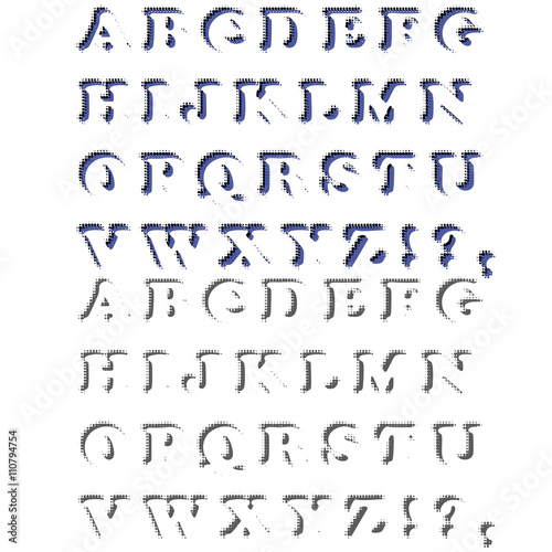 Set of  Letters. Halftone Alphabet