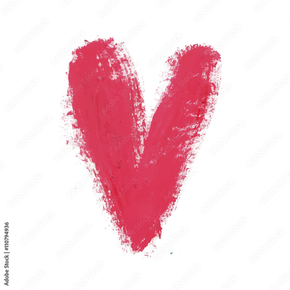Romantic hand drawn typography poster with Heart. Brush stroke texture.