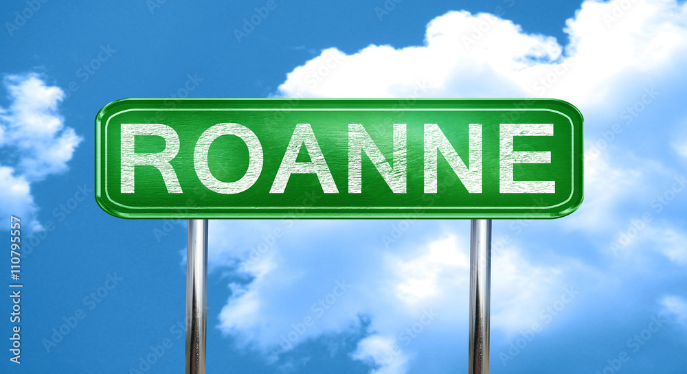 Obraz premium roanne vintage green road sign with highlights