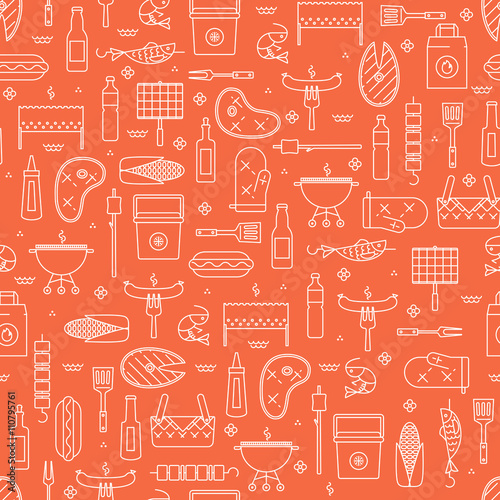 Summer barbecue and grill lseamless pattern