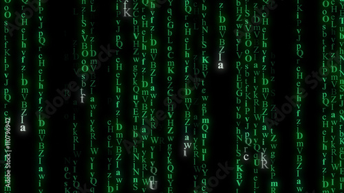 Green alphabet matrix rain