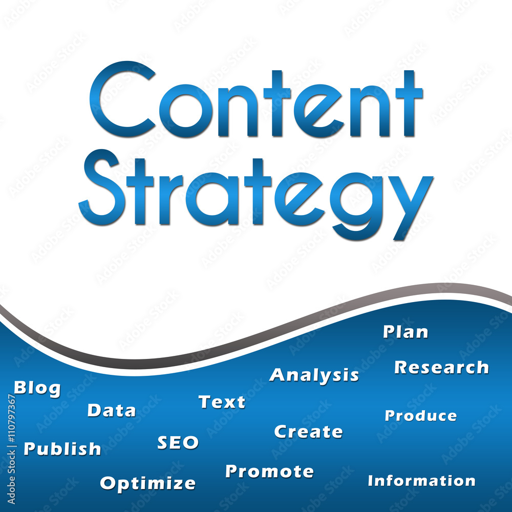 Content Strategy Wordcloud Blue Square 