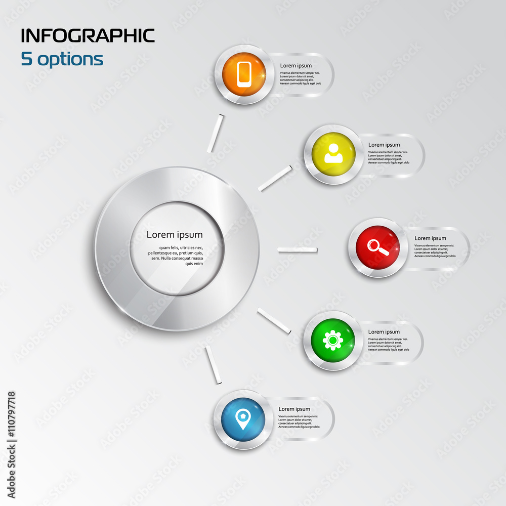 Template Infographic. 5 options. red