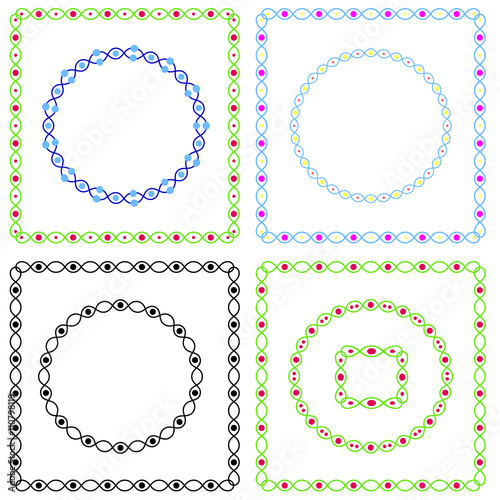 Set of colorful frames. Various shapes. Pattern brushes are included in the file. 