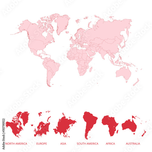World map colorful. Vector illustration.