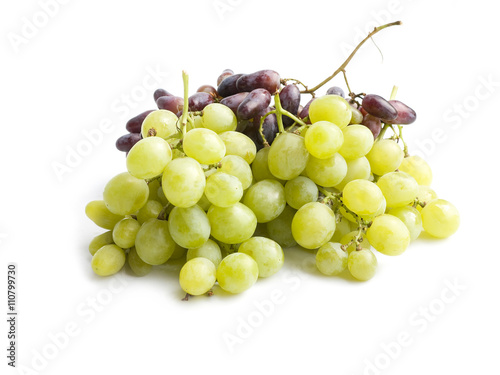Red and green grape isolated on white background