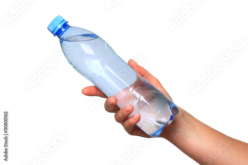 woman hand with bottle of water