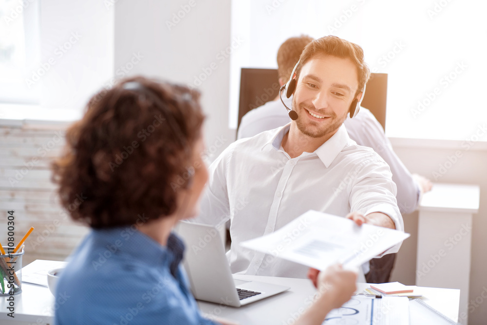 Nice colleagues working in the office Nice colleagues working in the office