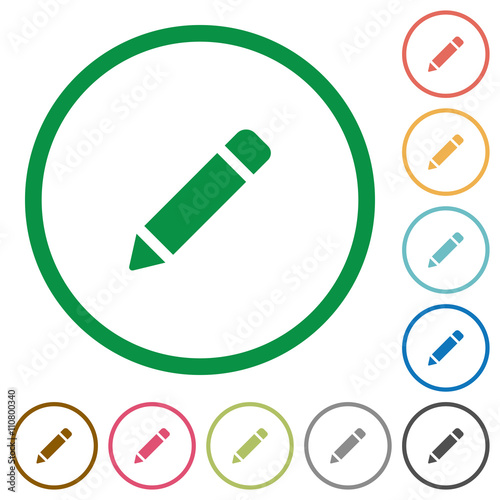 Pencil outlined flat icons