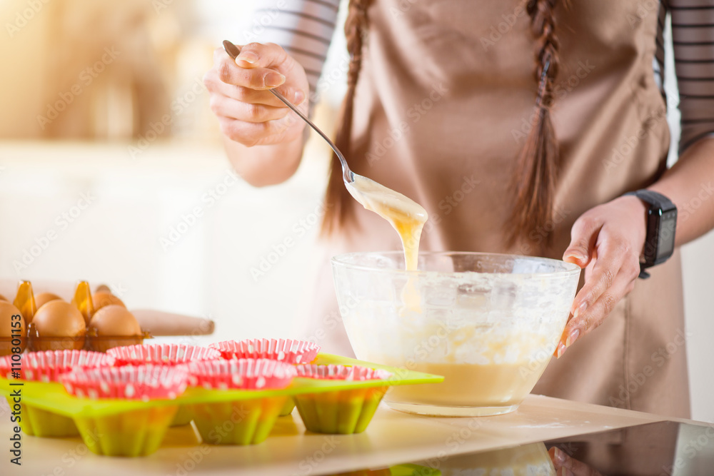 Nice  woman cooking in the kitchen 