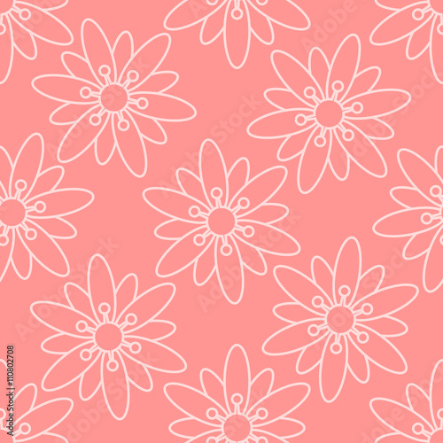 Floral seamless pink background. Vector image.