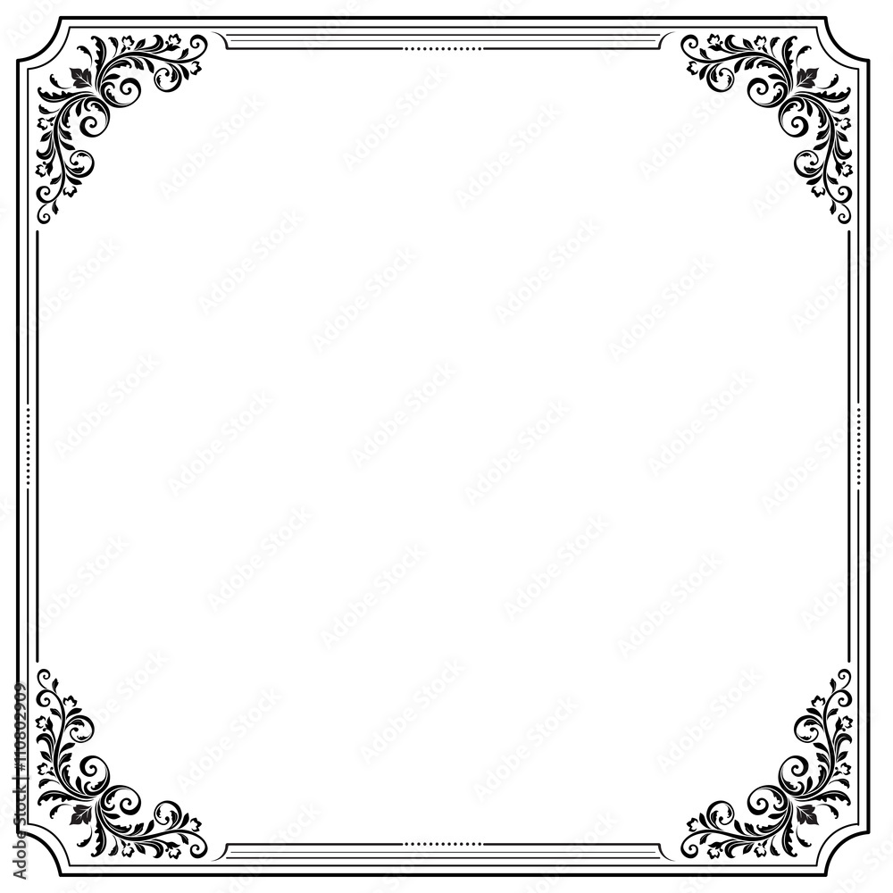 Black square decorative frame with vignettes. Black square decorative frame with vignettes.