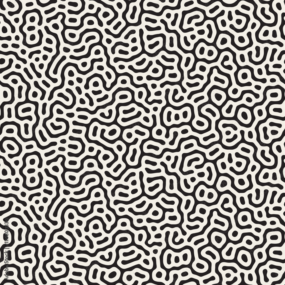 Vector Seamless Black And White Organic Shapes Jumble Pattern