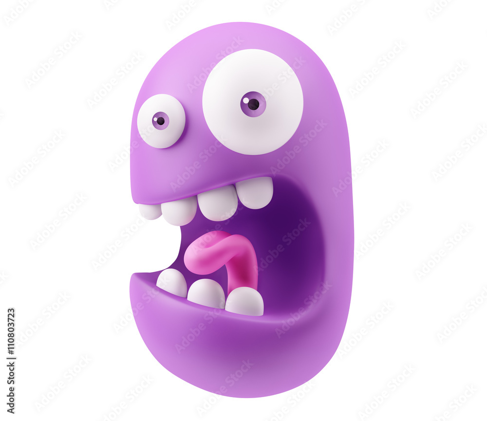 Scared Emoticon Face. 3d Rendering. 3d Rendering. Scared Emoticon Face. 3d Rendering. 3d Rendering.