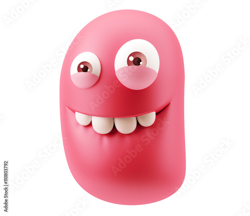 Funny Emoticon Character Face Expression. 3d Rendering.