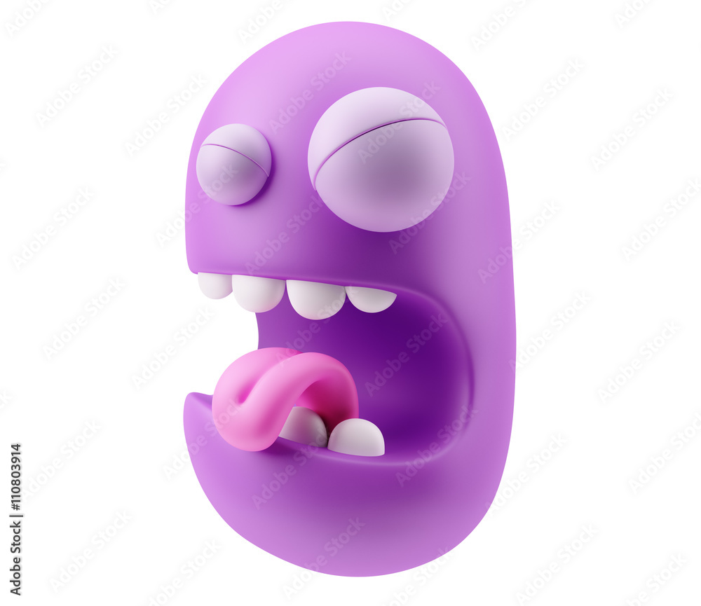 Disgust Emoticon Face. 3d Rendering.