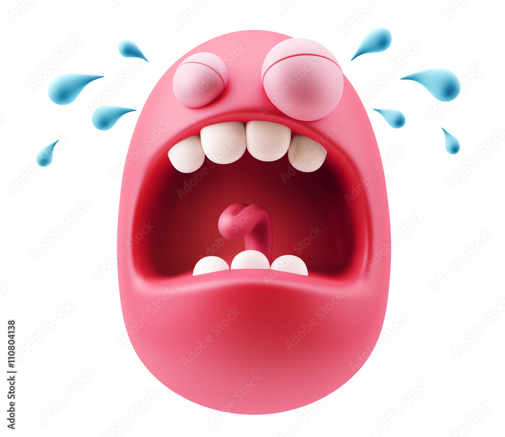 Cry Emoticon Face. 3d Rendering. Cry Emoticon Face. 3d Rendering.
