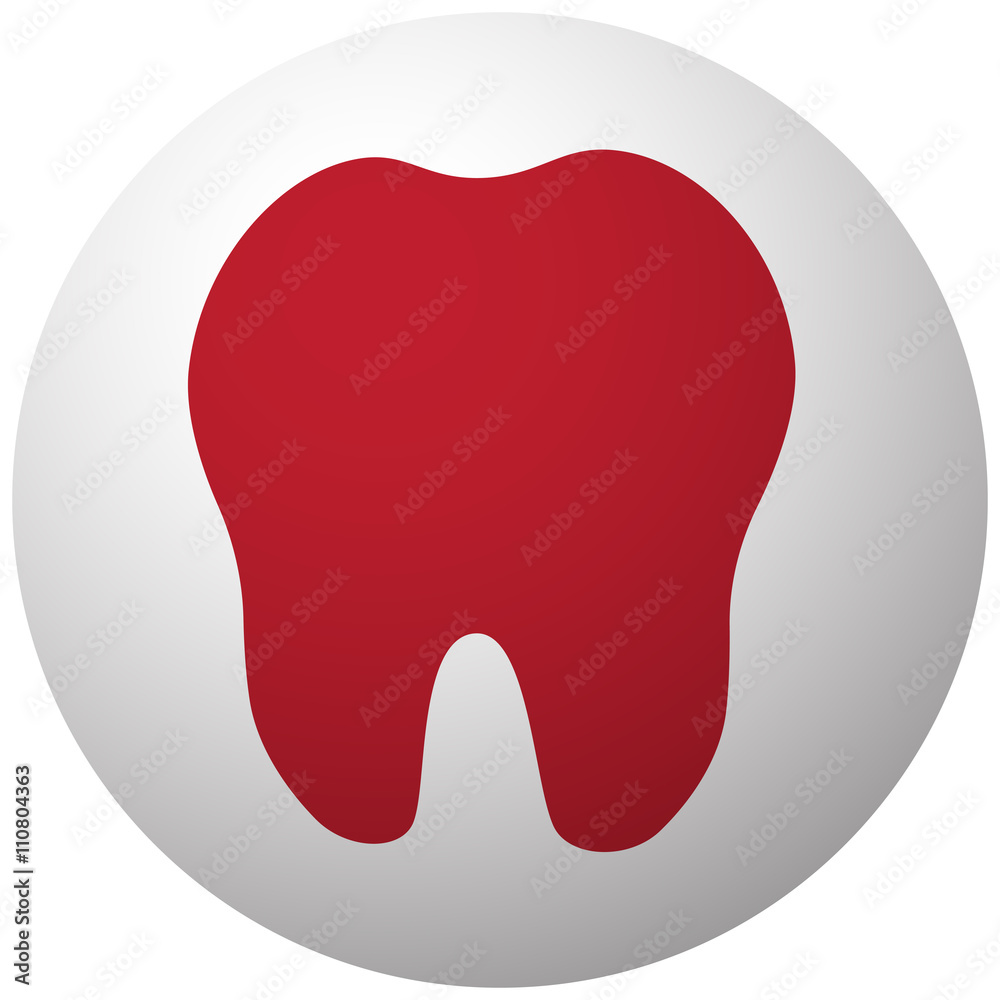 Red Tooth icon on white ball Red Tooth icon on white ball