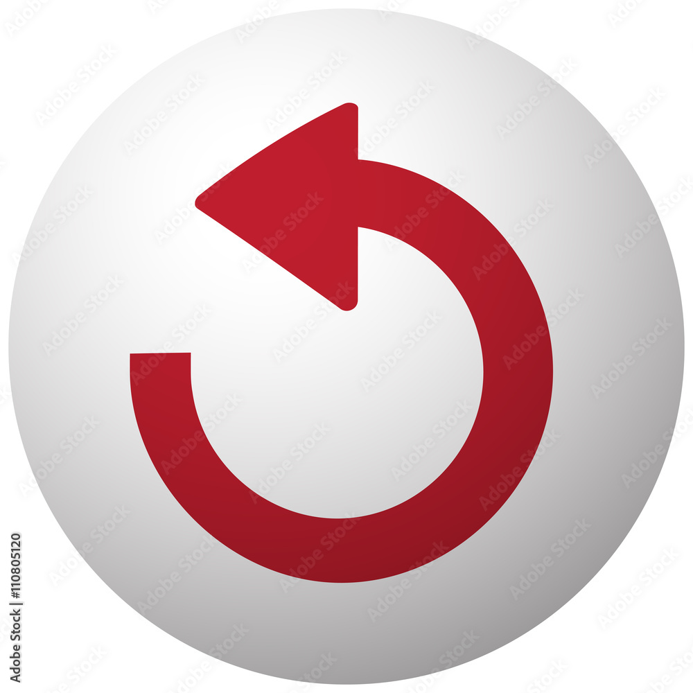 Red Undo icon on white ball Red Undo icon on white ball