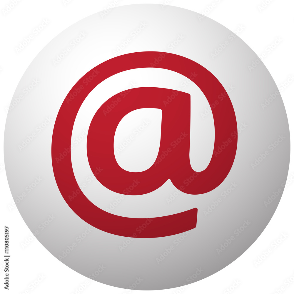 Red E-Mail icon on white ball Red E-Mail icon on white ball