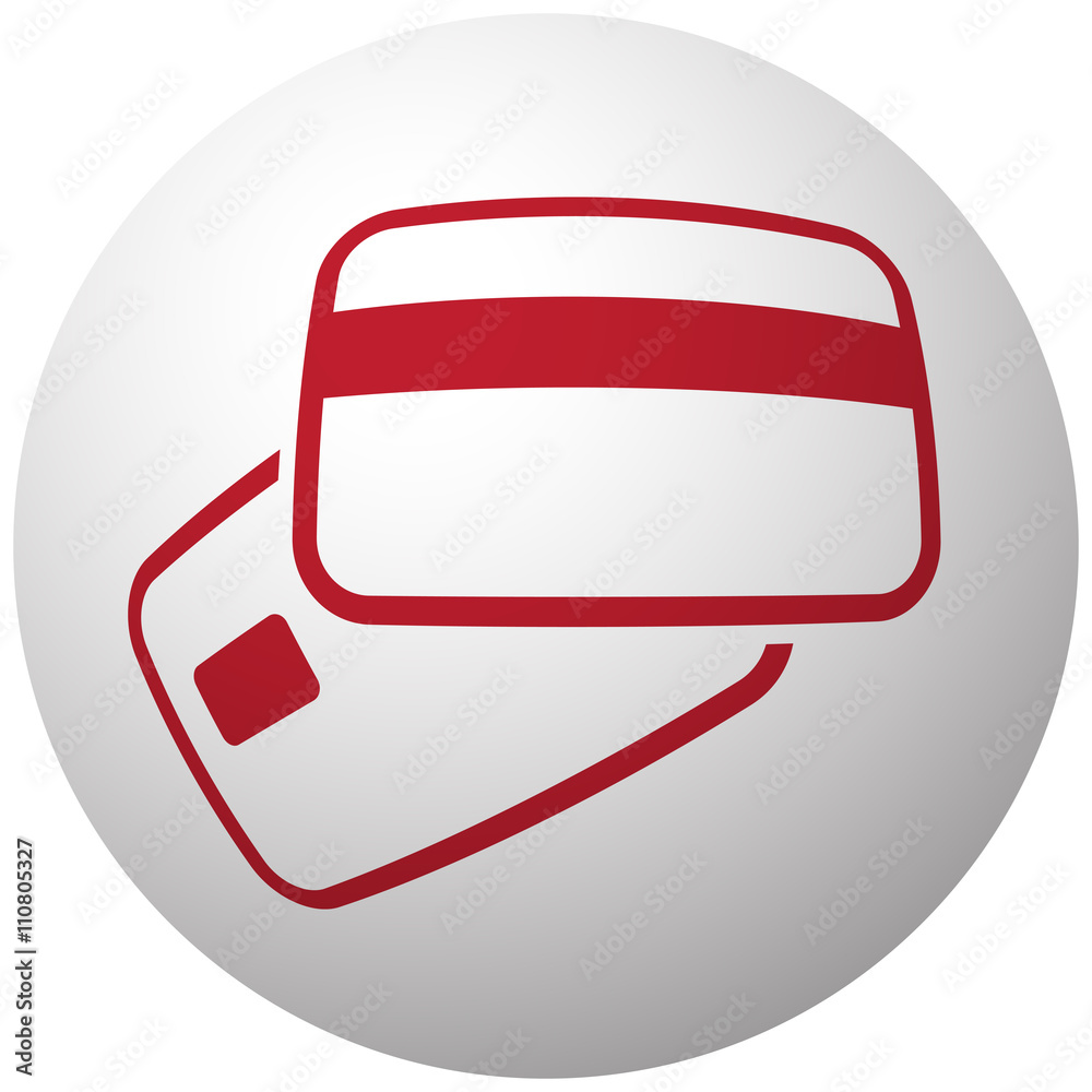 Red Credit Card Payment icon on white ball Red Credit Card Payment icon on white ball