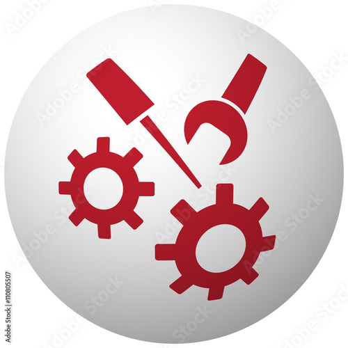 Red Service icon on white ball