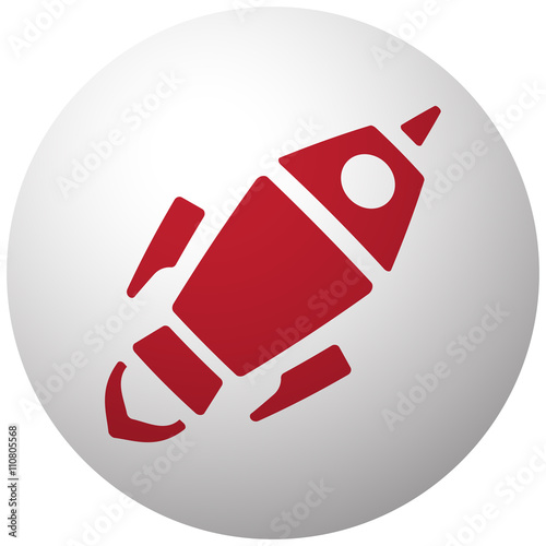 Red Rocket Launch icon on white ball