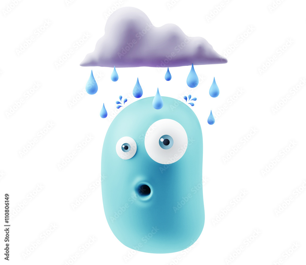 Cloudy Rain Weather Emoji Cartoon. . 3d Rendering. Stock Illustration |  Adobe Stock