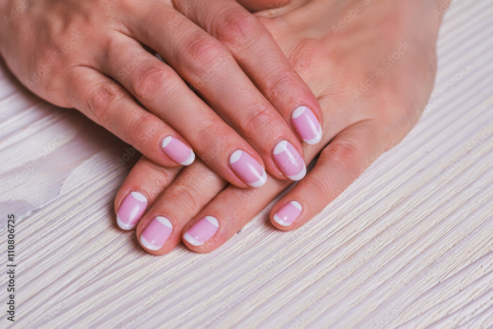 White and pink nail art