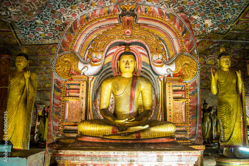 Cave in Dambulla, Sri Lanka. Cave temple has five caves under a vast overhanging rock and dates back to the first century BC. © STUDIO MELANGE