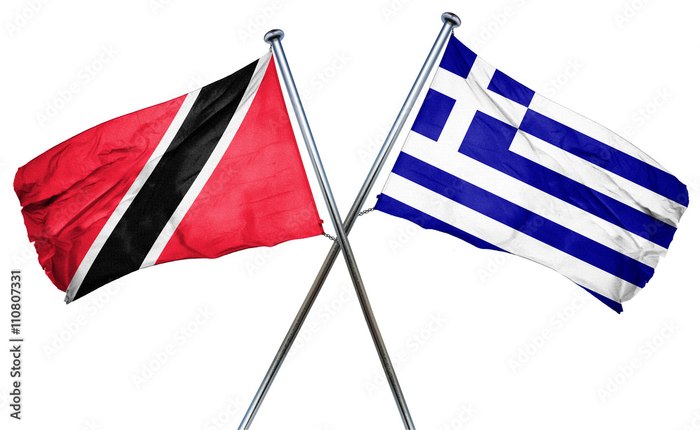 Trinidad and tobago flag  combined with greek flag - obrazy, fototapety, plakaty 