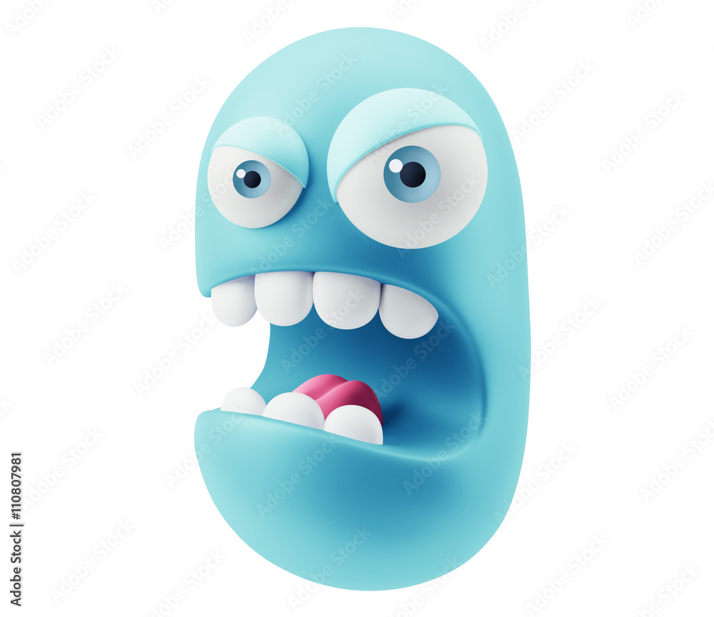 Obraz premium Angry Emoticon Face. 3d Rendering.