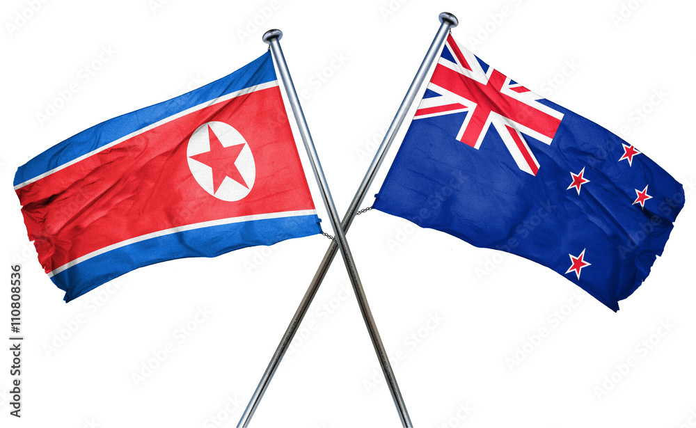 North Korea flag  combined with new zealand flag