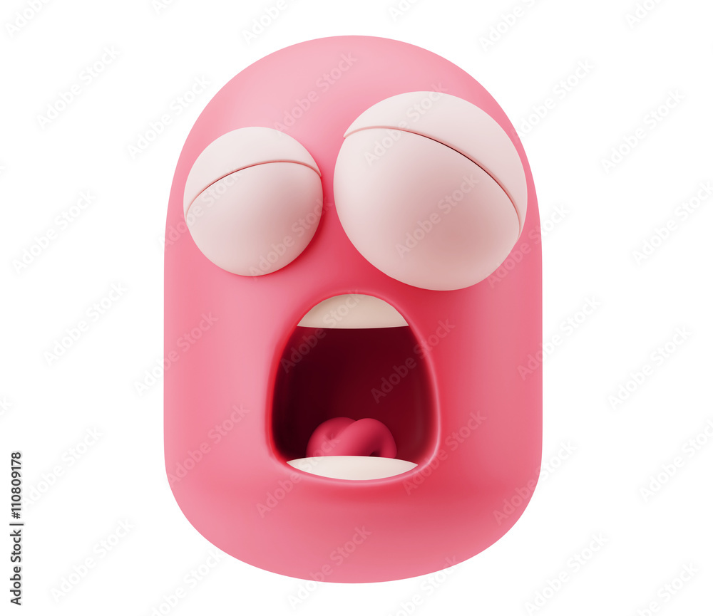 Tired Emoticon Face. 3d Rendering. Tired Emoticon Face. 3d Rendering.